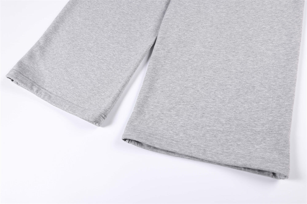 Wide-Leg Sweatpants with Double-Breasted Metal Buttons & Elastic Waist