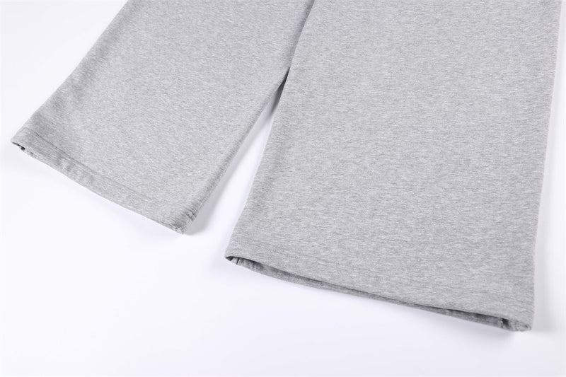 Wide-Leg Sweatpants with Double-Breasted Metal Buttons & Elastic Waist