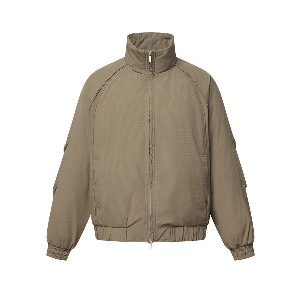 Herrenjacke mit Oversize-Stehkragen und Wattierung – Doppelreißverschluss