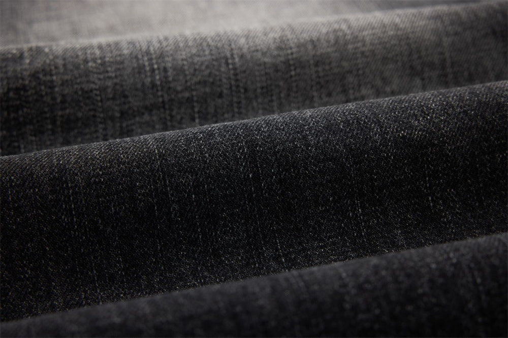Wide-Leg Baggy Jeans – Washed Black Grey Vintage Straight-Cut Denim