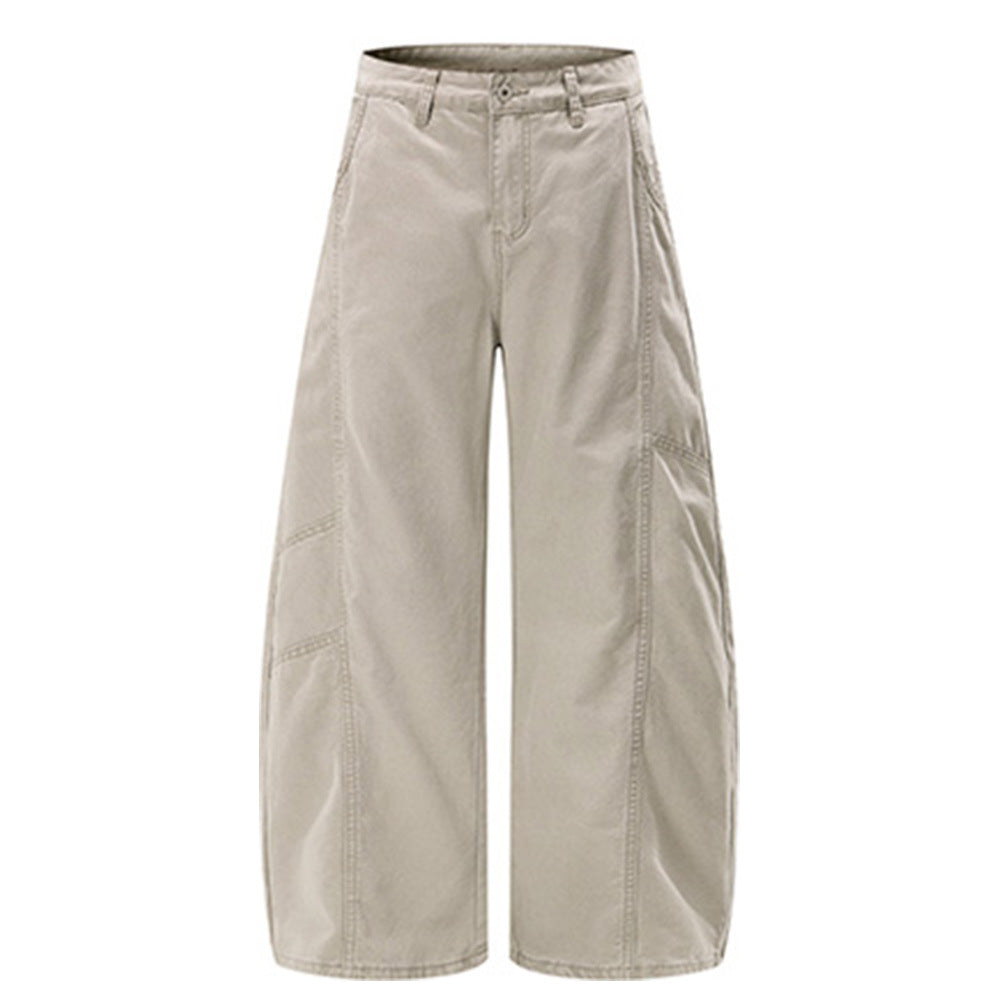 Wide-Leg Barrel Pants – Men's Vintage Punk Reconstructed Arc-Cut Trousers