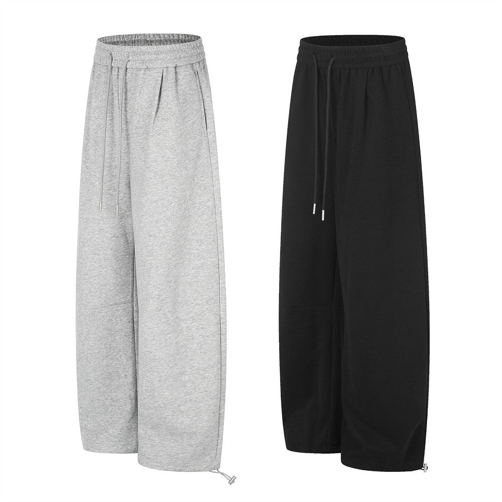 Men's Wide-Leg Sweatpants with Elastic Waist & Drawstring – Straight-Fit Casual