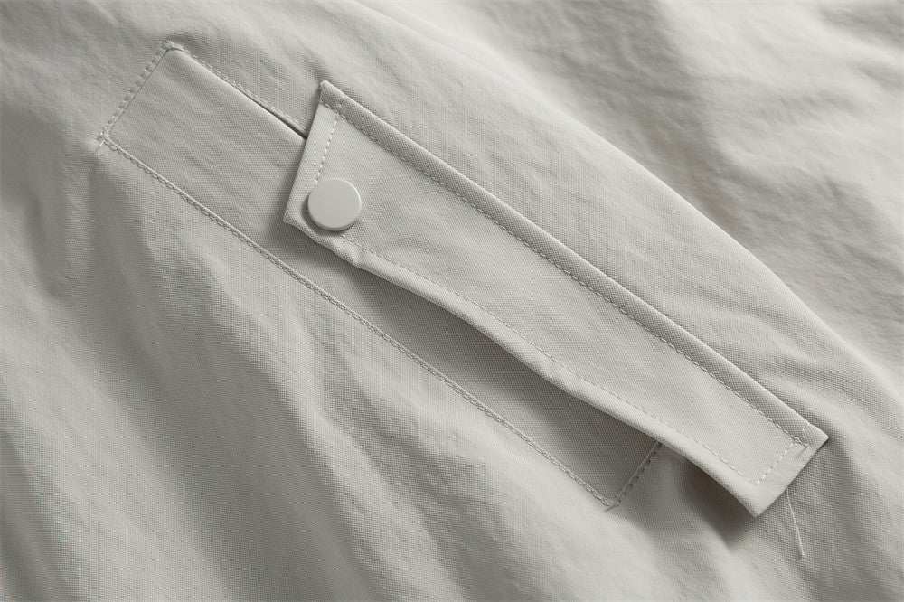 Men's Bomber Jacket with Houndstooth Collar & Pleated Sleeves