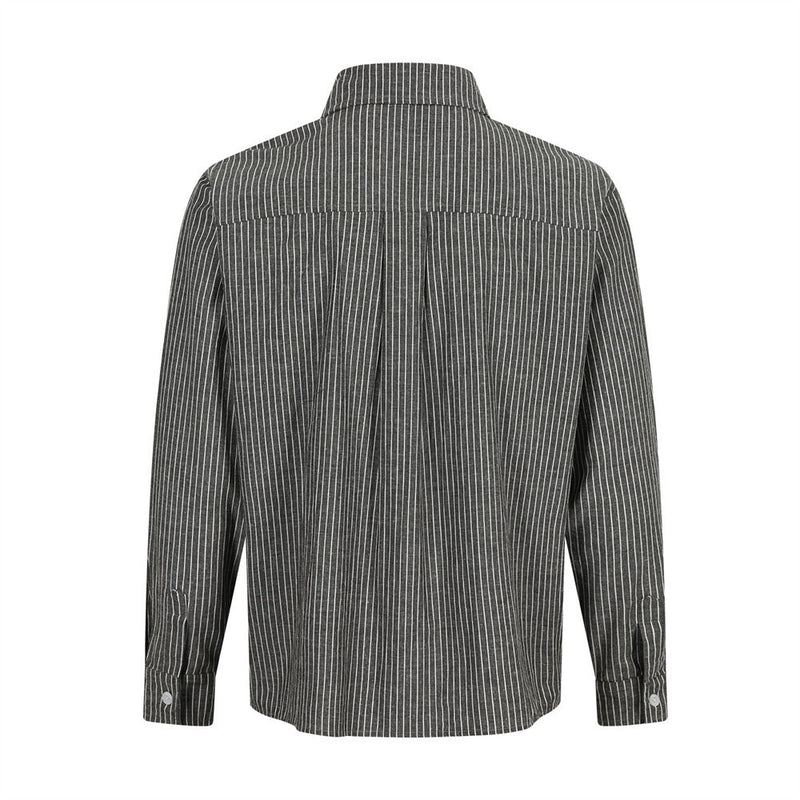 Herren-Longsleeve mit Nadelstreifen und abstrakter Figurenstickerei