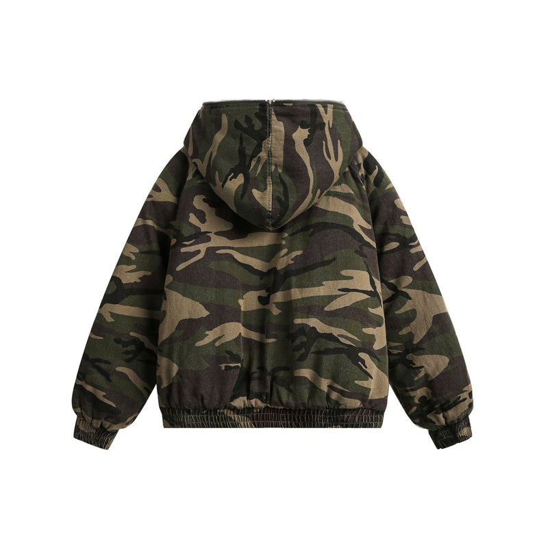 Blouson bomber homme camouflage doublé en fausse fourrure avec capuche