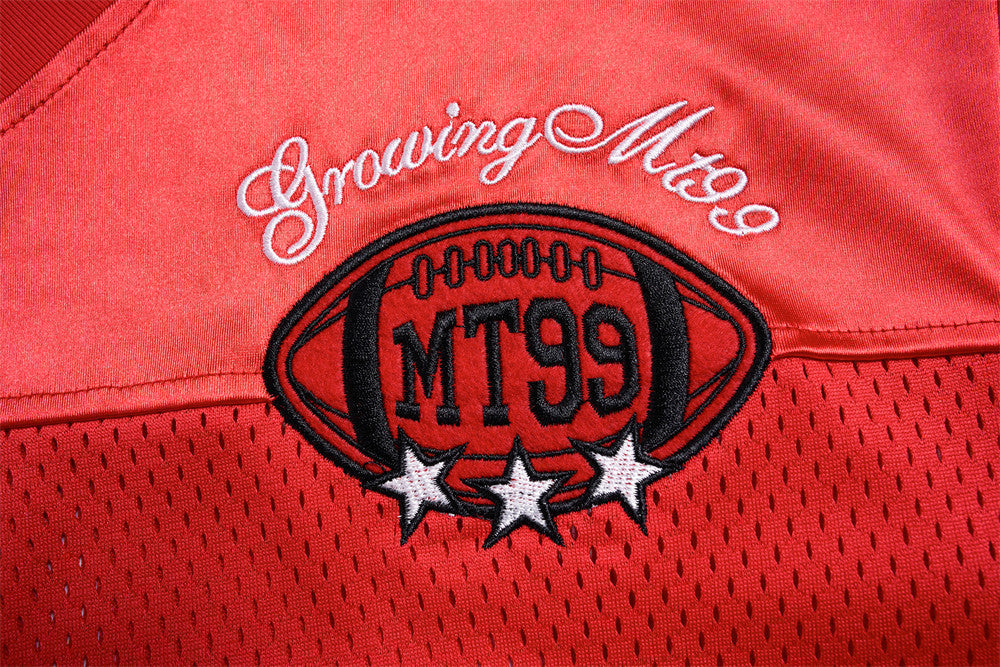 Men's V-Neck Gothic Letter Football Jersey Mesh Short-Sleeve Tee
