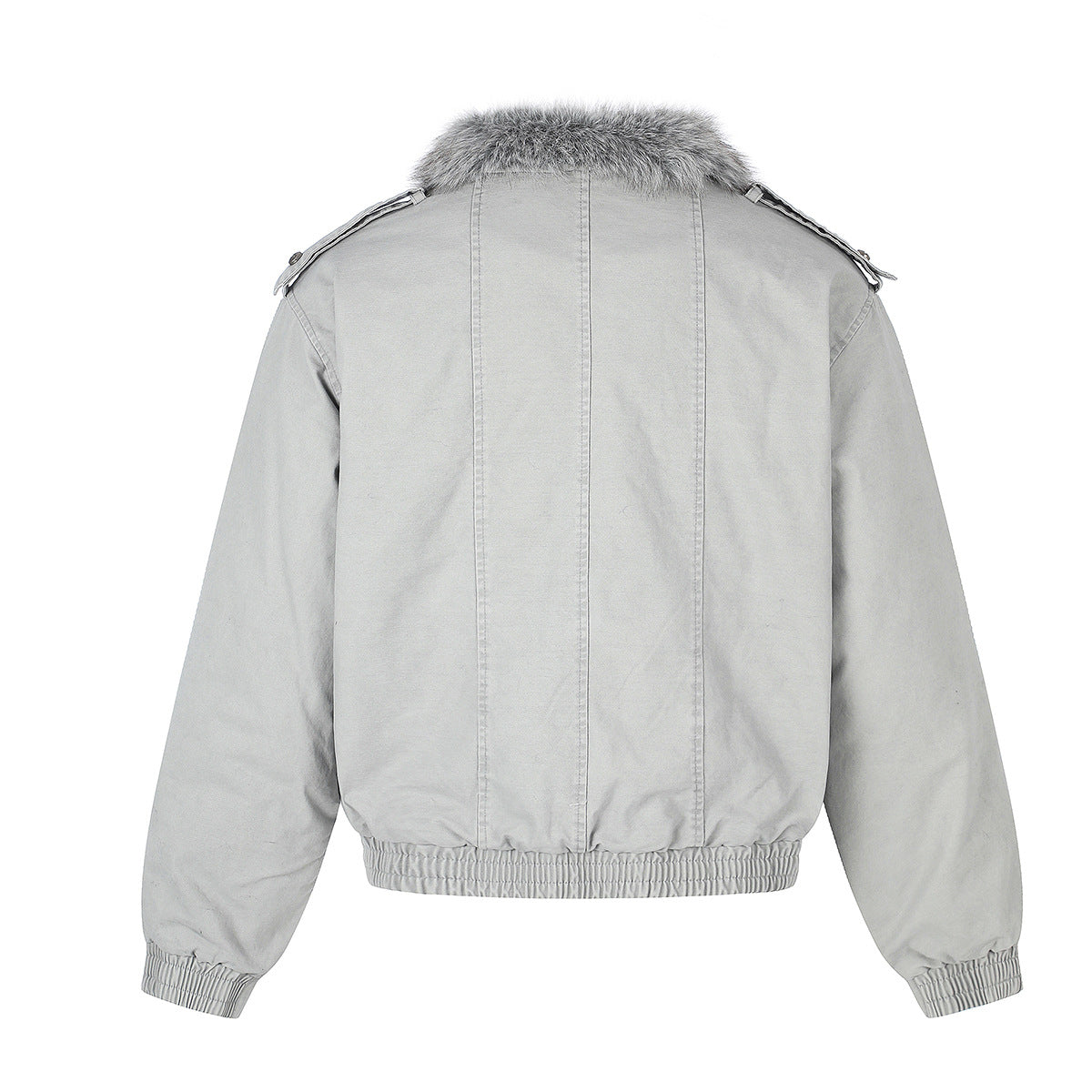 Studded Faux Fur Collar Bomber Jacket – Padded Moto-Inspired Winter Coat