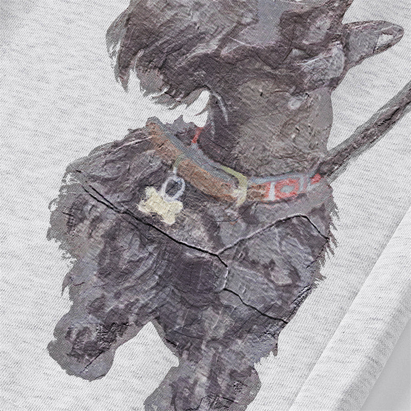 Scottie Dog Graphic Wide-Leg Sweatpants with Elastic Waist
