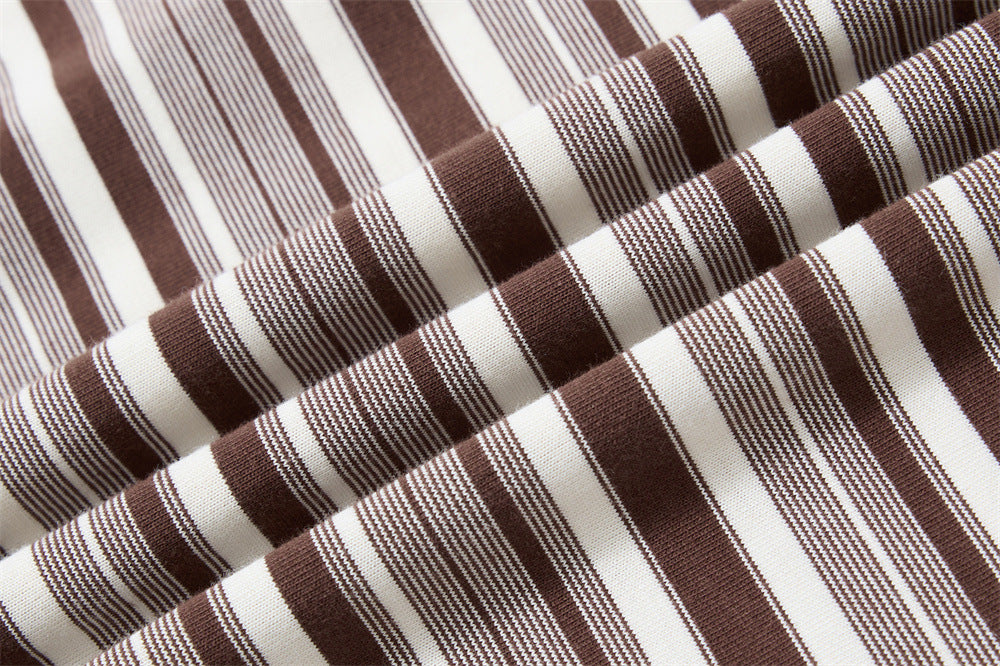Striped Faux Two-Piece Polo Shirt – Relaxed Fit Long Sleeve with Contrast Woven