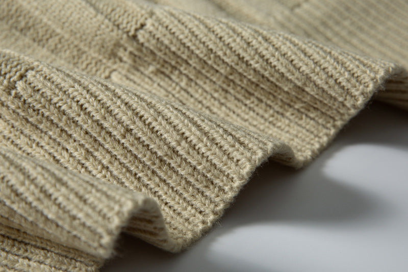 Ribbed Knit Crewneck Sweater — Oversized Fit, Solid Color