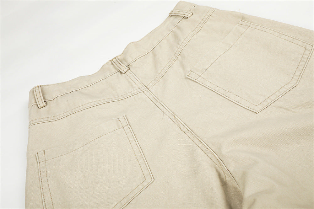 RVNTENG Letter Embroidery Cargo Shorts – Men's Wide Leg Street Style