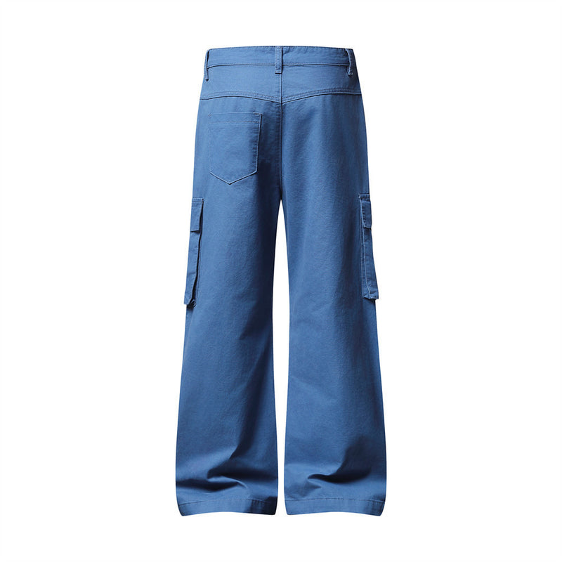 Men's Wide-Leg Cargo Pants – Relaxed Fit Multi-Pocket Workwear Trousers