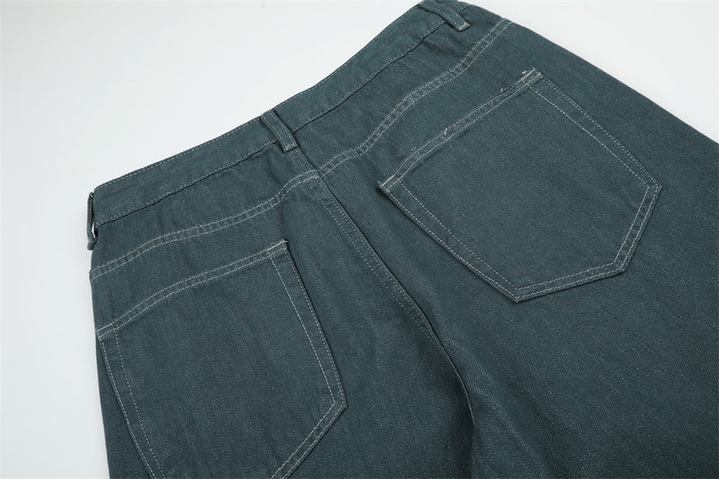 Baggy-Jeans mit weitem Bein für Herren – Kontrastnähte, gerade 5-Pocket-Denimhose