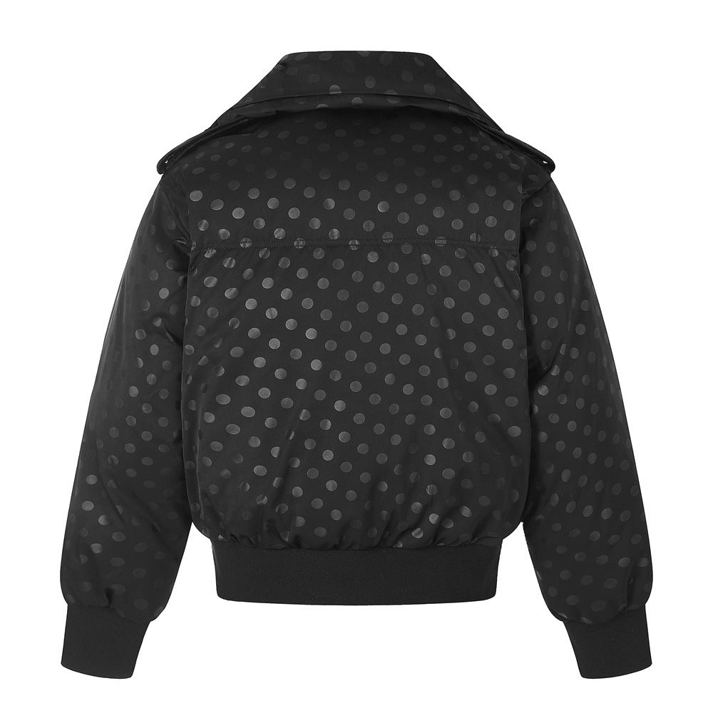 Men's Polka Dot Puffer Bomber Jacket – Oversized Padded Winter Coat