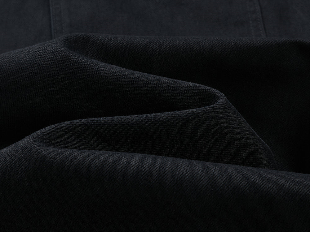 Jean wide leg avec ceinture contrastante léopard et broderie étoile – Noir homme