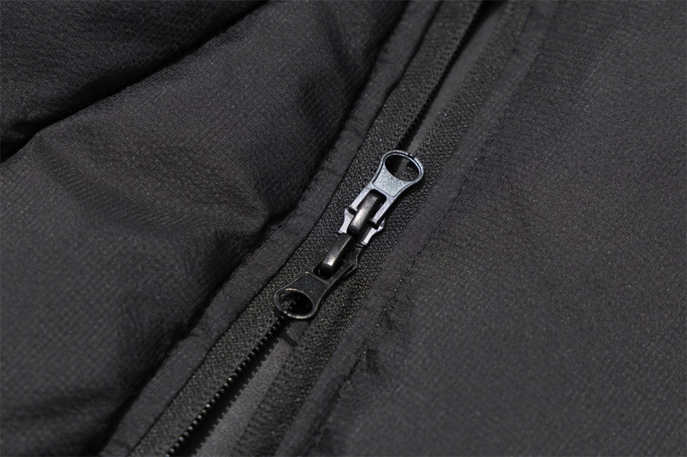 Puffer Jacket with Hoodie – Diagonal Zip Men's Winter Down Coat