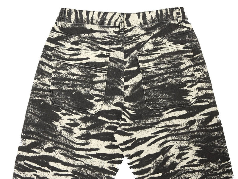 Zebra Print Wide-Leg Jeans – Men's Straight Fit Punk Street Style Denim Pants