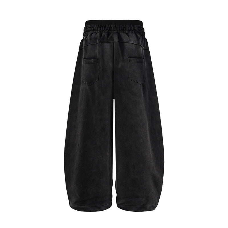 Wide Leg Sweatpants Acid Wash Double Waistband Baggy Fit with '98 Graphic