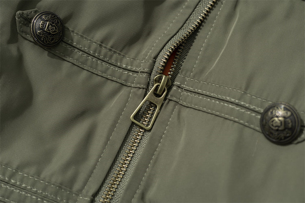 Men's Double-Breasted Padded Jacket with Leopard Faux-Fur Collar