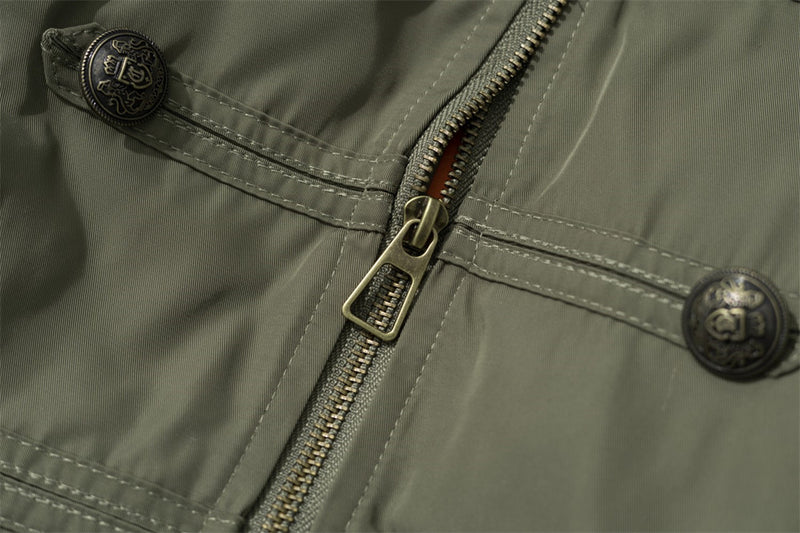 Men's Double-Breasted Padded Jacket with Leopard Faux-Fur Collar