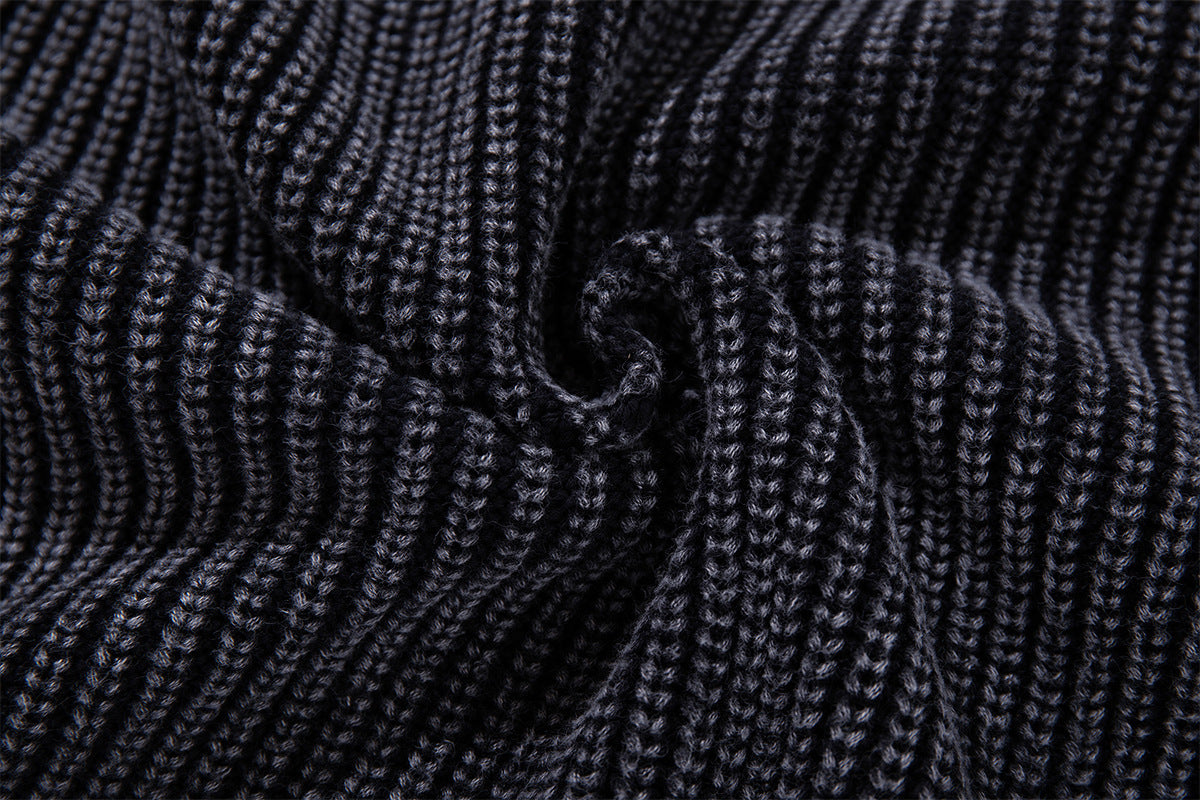 Washed Ribbed Knit Hoodie Sweater – Vintage Acid-Wash Oversized Pullover