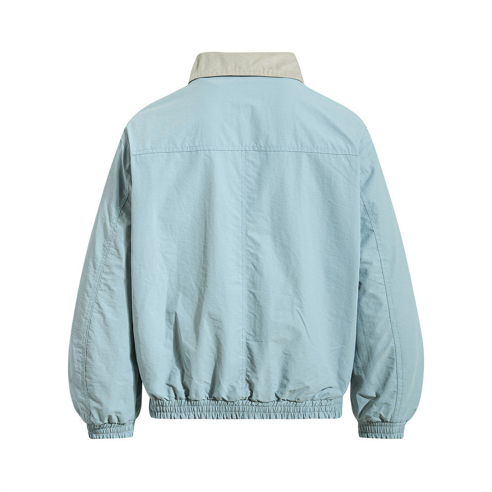 Reversible Oversized Bomber Jacket – Contrast Collar, Dual-Wear Workwear Style