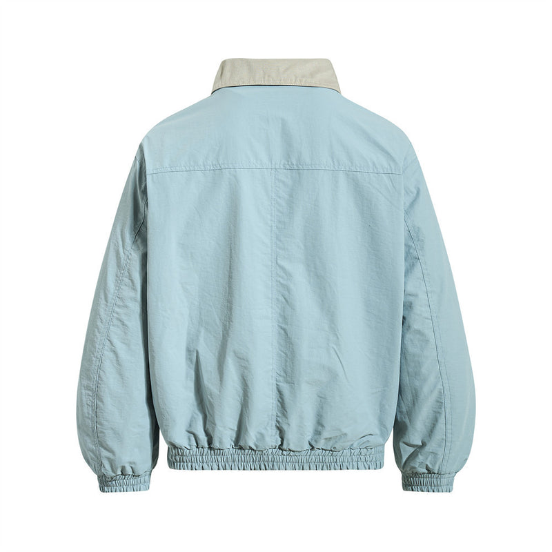 Reversible Oversized Bomber Jacket – Contrast Collar, Dual-Wear Workwear Style