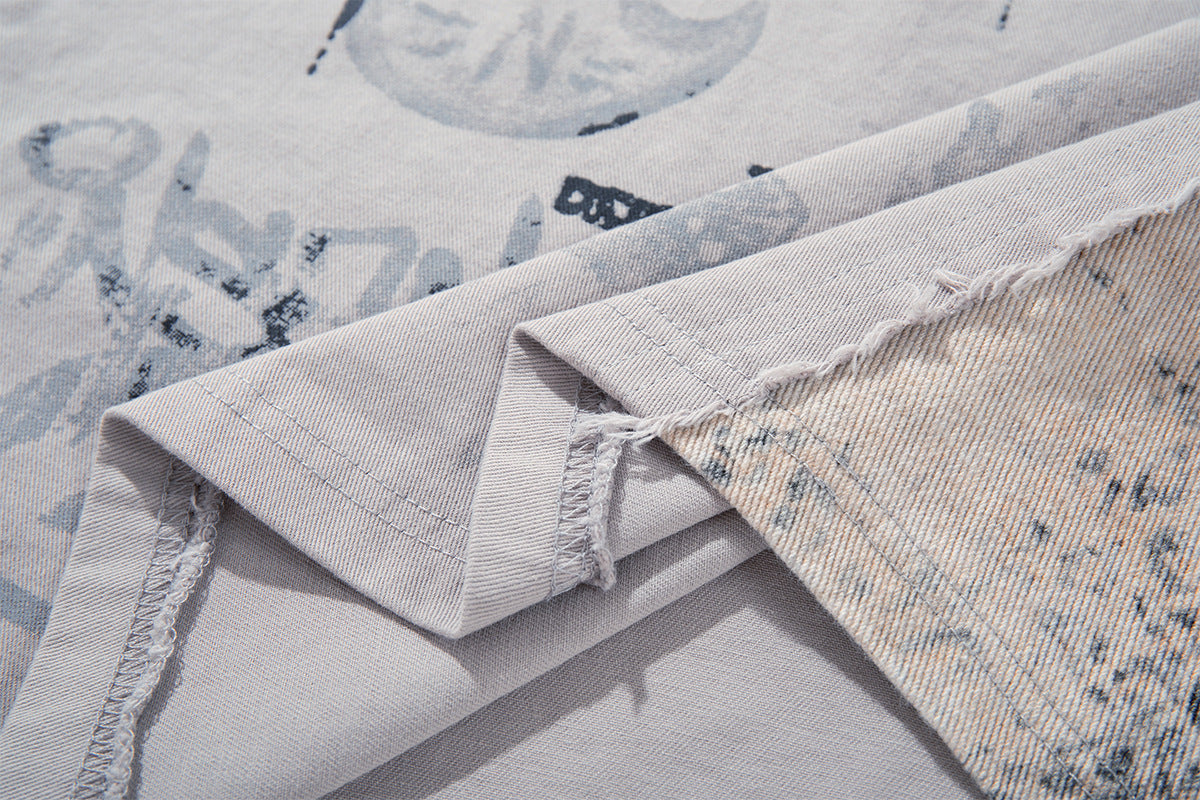 Chemise à col et manches courtes – Polo patchwork léopard graffiti
