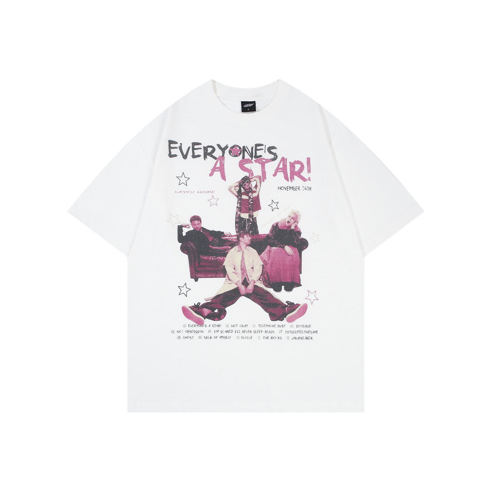 Everyone's A Star Grafik-T-Shirt – Oversized Herren-T-Shirt aus verwaschener Baumwolle