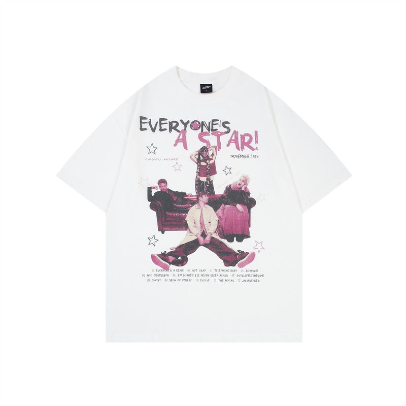 Everyone's A Star Grafik-T-Shirt – Oversized Herren-T-Shirt aus verwaschener Baumwolle