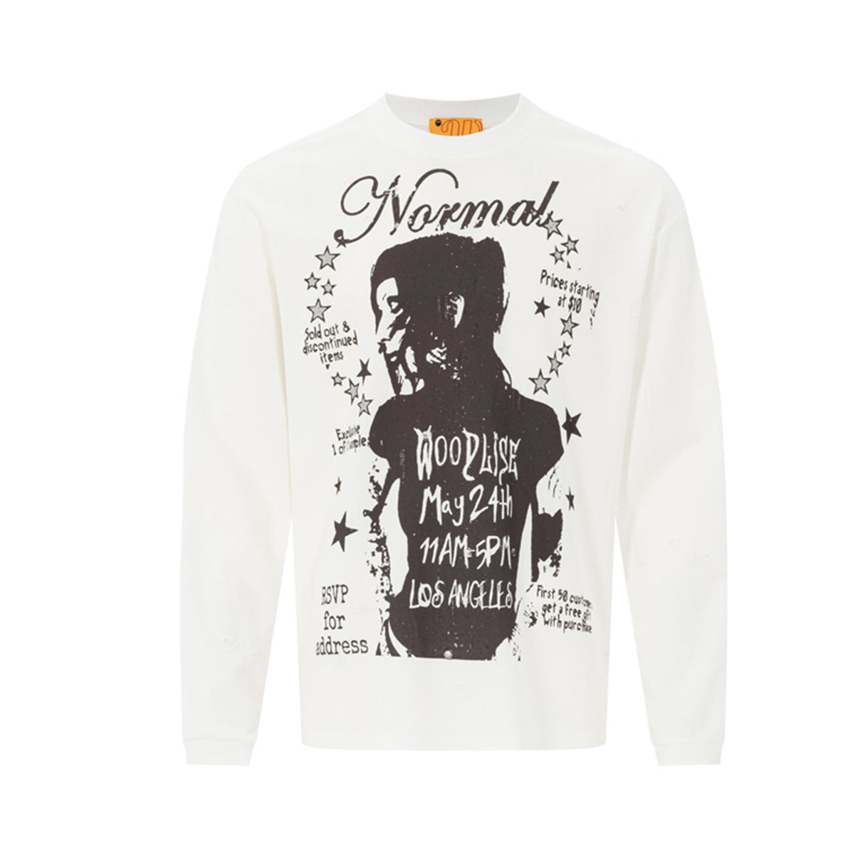 Camiseta de Manga Larga y Cuello Redondo con Gráfico Normal Woodlise