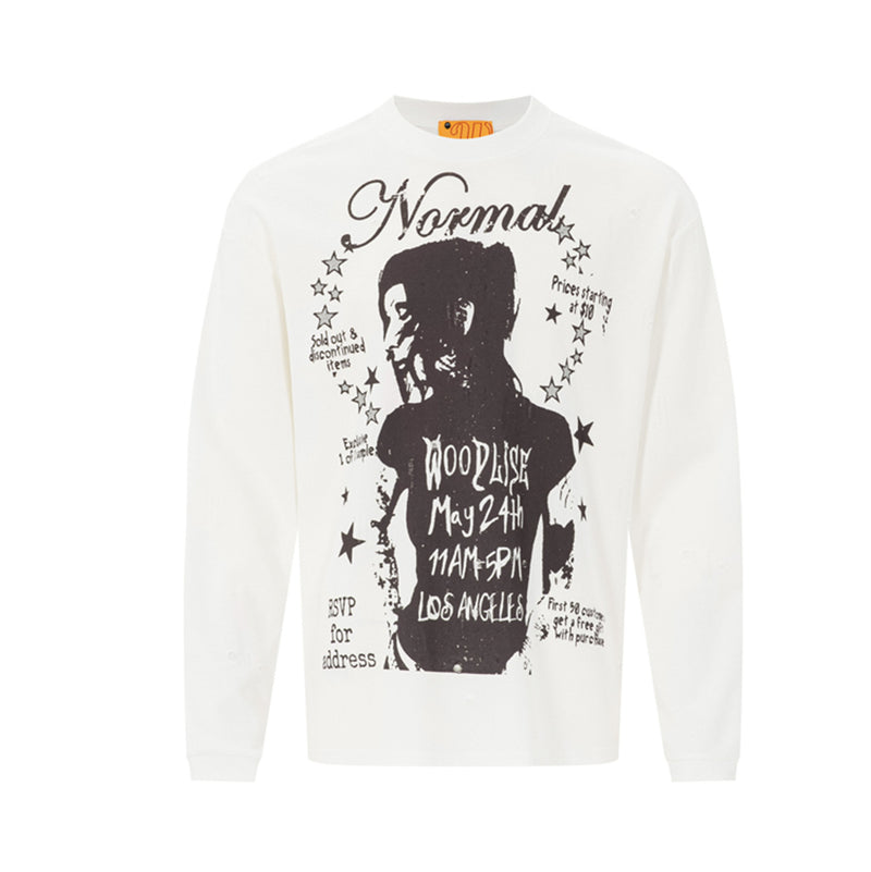 Camiseta de Manga Larga y Cuello Redondo con Gráfico Normal Woodlise