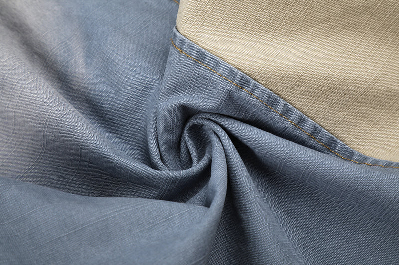 Jean wide leg délavé color block avec écusson étoile – Style street américain décontracté