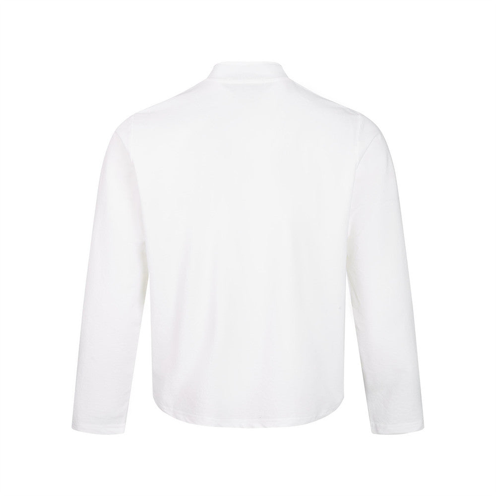 Men's Long Sleeve Shirt – Mandarin Collar Half-Button Henley