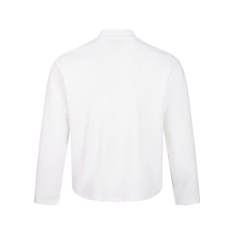 Men's Long Sleeve Shirt – Mandarin Collar Half-Button Henley