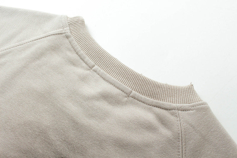 Men's Crew Neck Sweater Washed Distressed 'Material' Graphic Patch Sweatshirt