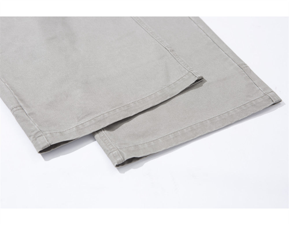 Men's Wide-Leg Workwear Trousers – Relaxed Straight-Cut Pants with Patch Pockets