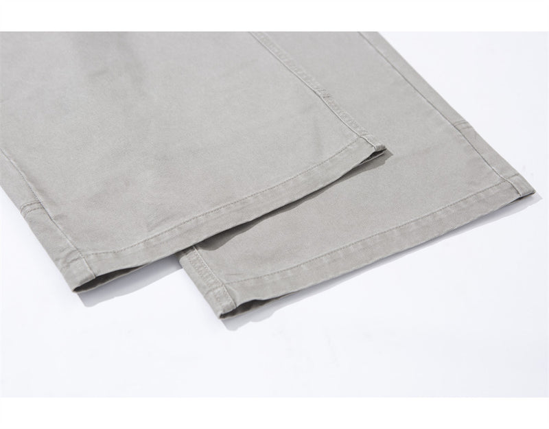 Men's Wide-Leg Workwear Trousers – Relaxed Straight-Cut Pants with Patch Pockets