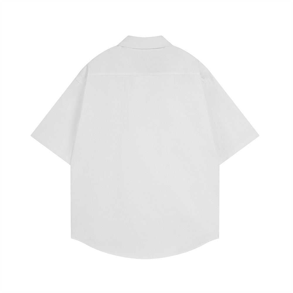 NOWTREND Graphic Print Short-Sleeve Shirt – Oversized Hip-Hop Button-Up