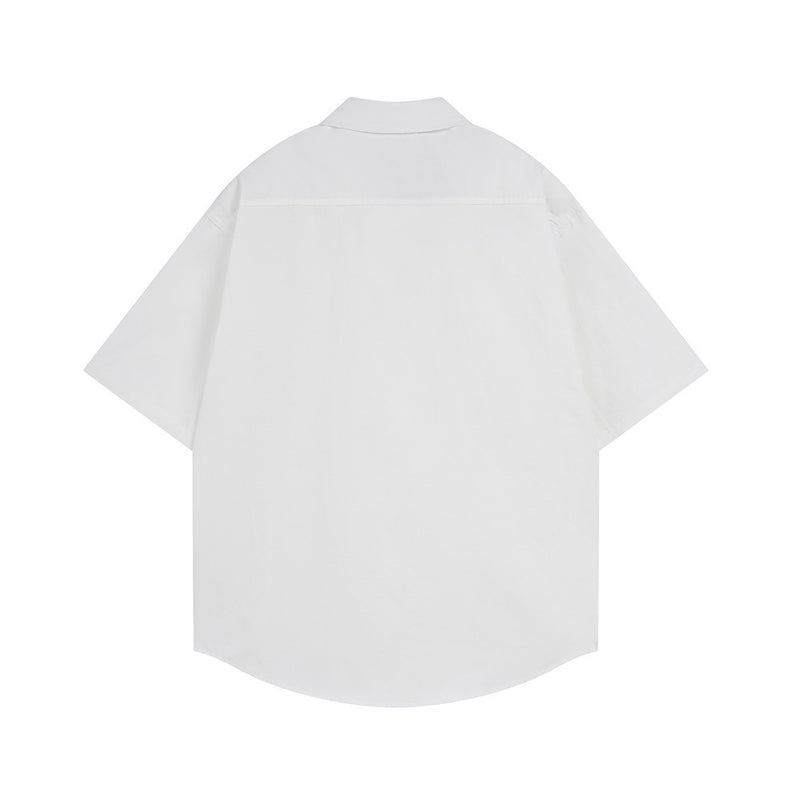 NOWTREND Graphic Print Short-Sleeve Shirt – Oversized Hip-Hop Button-Up
