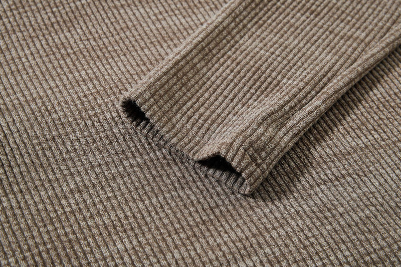 Men's Waffle Knit Henley Long Sleeve Shirt – Relaxed Fit Vintage Tee