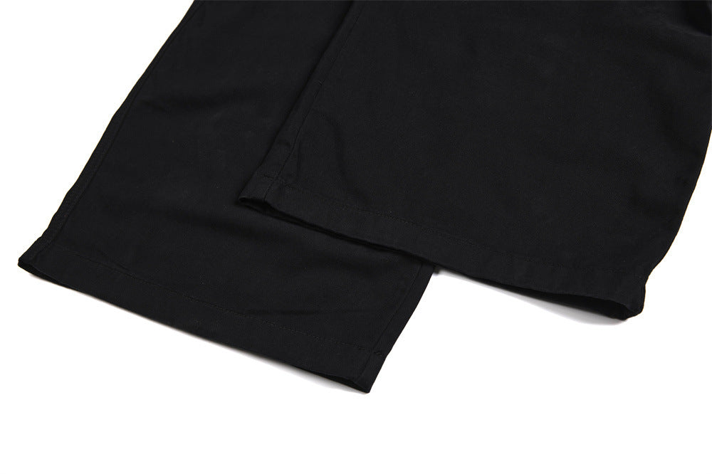 Black Cargo Pants Men – Wide Leg Double-Breasted High-Street Trousers