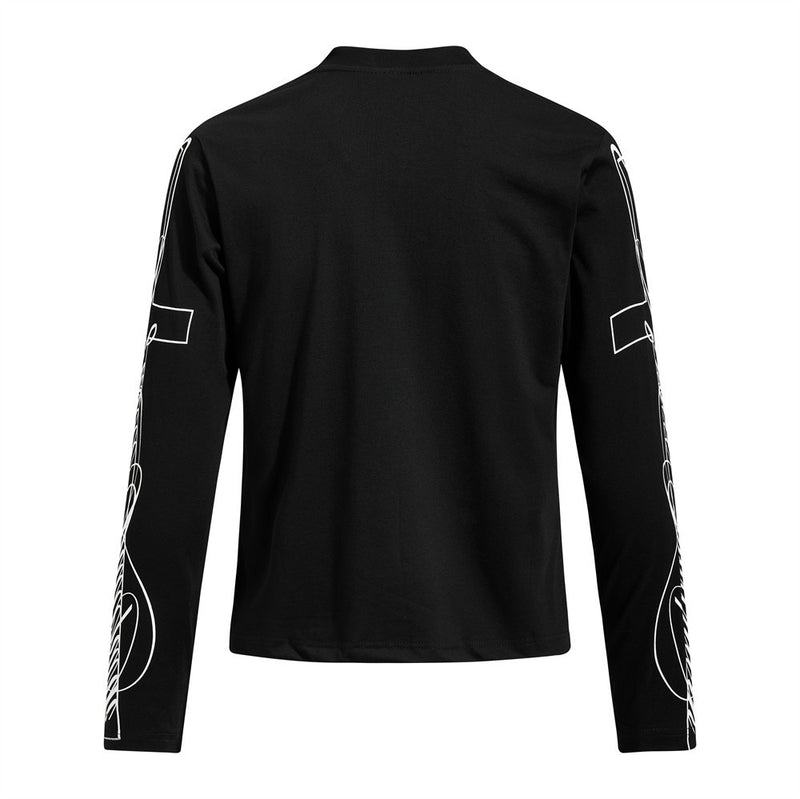 Men's Long Sleeve Henley Shirt with Cross Graffiti Sleeve Print