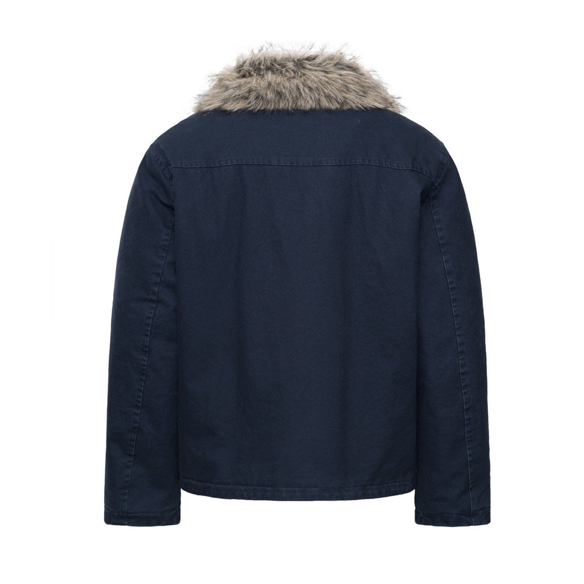 Men's Faux Fur Collar Cotton Padded Jacket with Toggle Closures