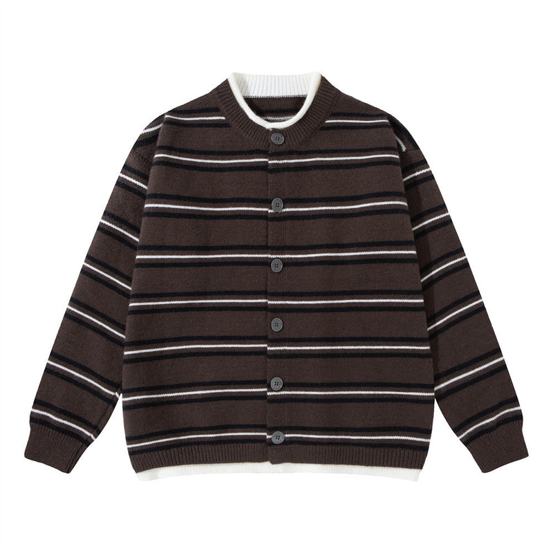 Herren-Strickcardigan mit Streifen und Knopfleiste