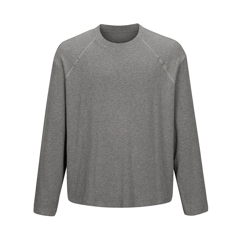 Men's Oversized Long Sleeve Raglan T-Shirt – Relaxed Fit Solid Crew Neck Top