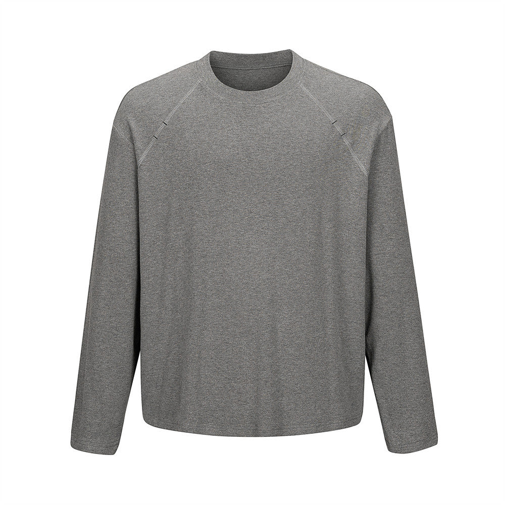 Men's Oversized Long Sleeve Raglan T-Shirt – Relaxed Fit Solid Crew Neck Top
