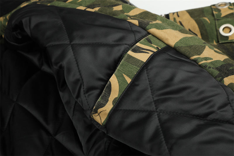 Camo Hooded Bomber Jacket – Men's Oversized Padded Flight Coat