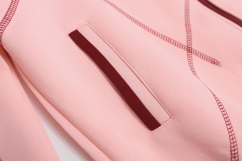 Zip-Hoodie mit kontrastierenden Steppnähten – Kurzer, sportlicher Fit