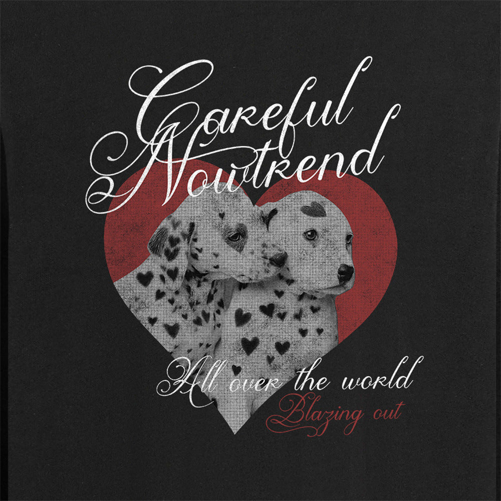 Dalmatian Heart Graphic Long Sleeve T-Shirt – Oversized Relaxed Fit